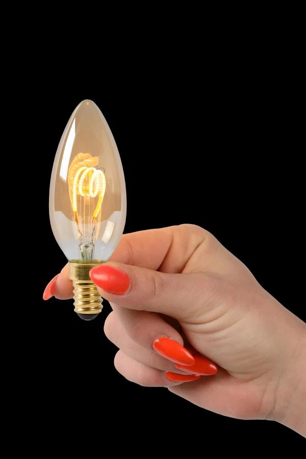 Lucide C35 - Filament lamp - Ø 3,5 cm - LED Dimb. - E14 - 1x3W 2200K - Amber - sfeer 1